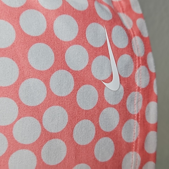 Nike | Women's DRI-FIT Peach/White Polk Dots Mesh Racer Back Activewear Tee Sz L - Picture 4 of 5
